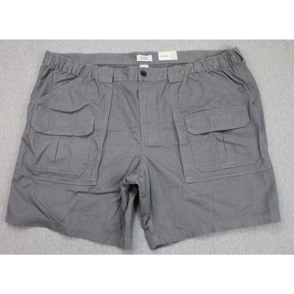 Croft & Barrow‎ Shorts Mens 52 Gray 100% Elastic Band Cargo 9" Inseam NWT